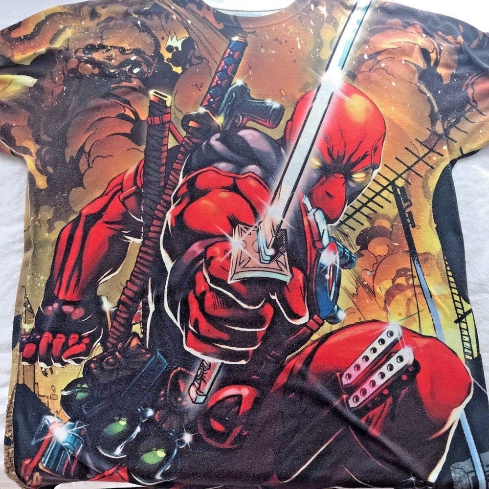 Marvel Deadpool Graphic T-shirt Tee Mens Short Med - Picture 2 of 7